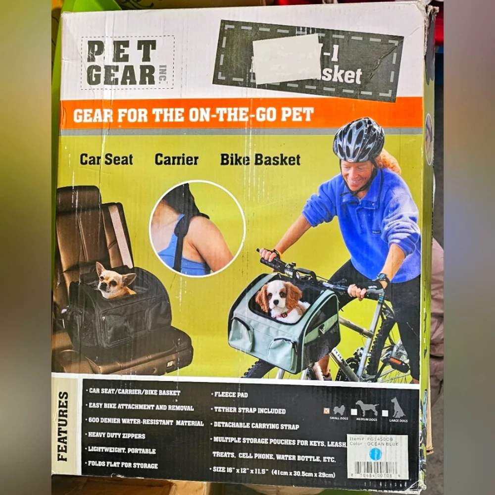 New Pet Gear 3-in-1 Bike Basket - Blue